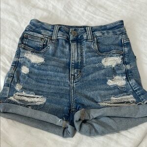 American Eagle Blue Distressed Jean Shorts